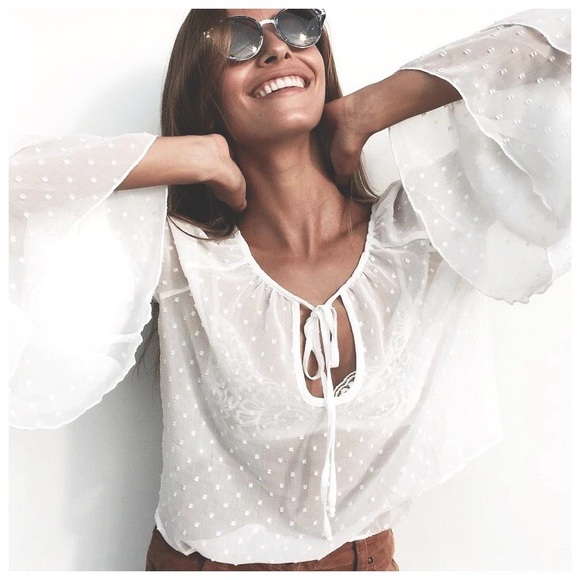 adorable sheer flare chiffon beach cover up blouse - Picture 3 of 4